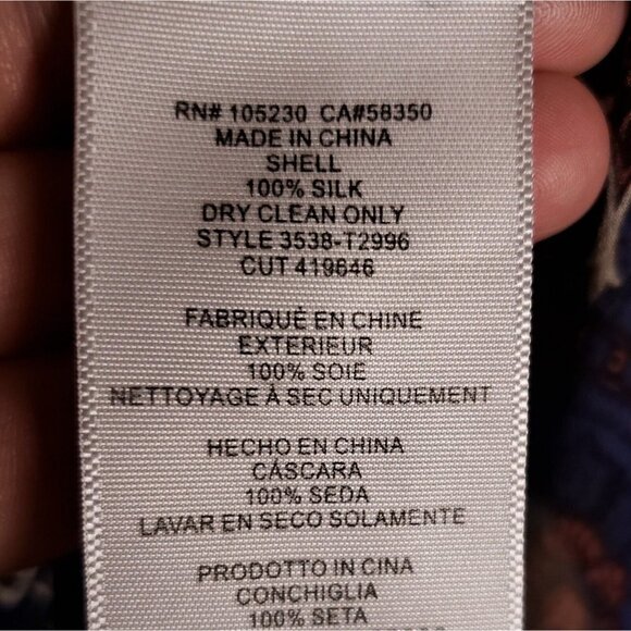 Joie Womens Silk Blue Paisley Semi Sheer Flowy Blouse XS - Picture 6 of 6